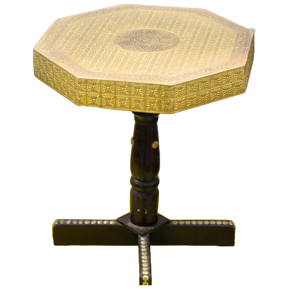 Brass Wooden Peg Table 12 inches